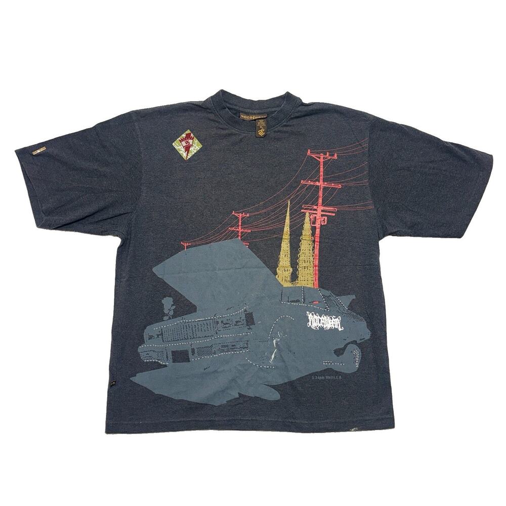 Vintage Y2K Rocawear Watts Towers LA Graphic Shirt Mens XL Baggy Hip Hop Tee